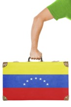 The Venezuelan flag on a suitcase. Isolated on white