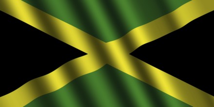 The Jamaica flag flying in the wind