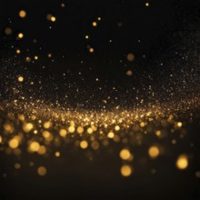 Gradient of gold sparkles fading into a dark background, AI generated