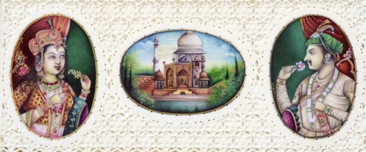 Miniature painting of Mughal Emperor Jahangir With Wife Noorjahan