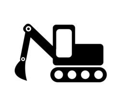 Excavator icon illustrated in vector on white background