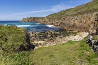 Celtic Sea Coast and cliffs in Nanjizal Beach, Cornwall, England, UK