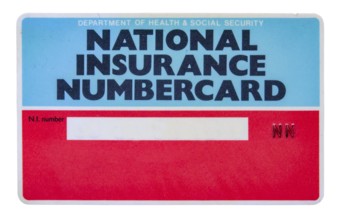 Isolated Grungy Old British National Insurance Card (Blank)