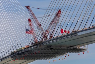 Detroit, Michigan USA -15 June 2024, The last deck section has been put in place on the Gordie Howe