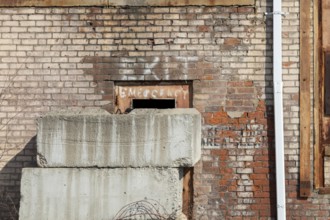 Detroit, Michigan, The door of a vacant building marked as an Emergency Exit
