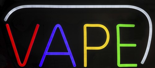 Electric colourful sign for VAPE products England, UK