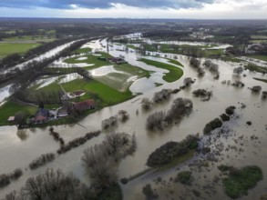 Dorsten, North Rhine-Westphalia, Germany, Flood on the Lippe, river in the Ruhr area, Europe