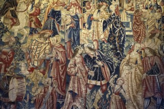 16th century Flemish tapestry from Tournai in the Gothic room at Kasteel van Gaasbeek, renovated