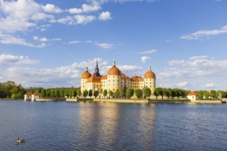 The moated castle, also known as a film set, lies in the middle of a lake and is a popular