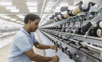 BENIN TEXTILE CORPORATION BENIN. processing cotton in a spinning mill factory near Cotonou in