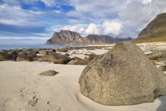 Stones on Uttakleiv beach, Leknes, Nordland, Lofoten, Norway, Europe