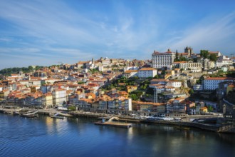 View of Porto city and Douro river from famous tourist viewpoint Miradouro da Serra do Pilar on
