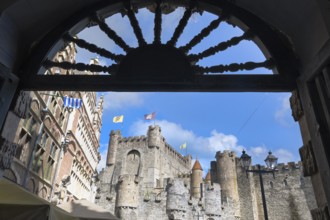 Gravensteen medieval castle of the Counts, Ghent, Flanders, Belgium, Europe