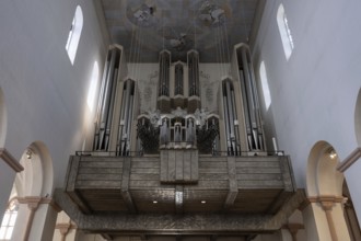 Organ loft in St Kilian's Cathedral, Würzburg, Lower Franconia, Bavaria, Germany, Europe