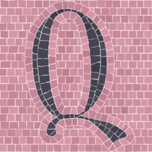 Mosaic tiles letter Q. EPS 10 editable flat design vector seamless horizontal pattern