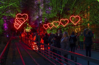 Parkleuchten, event in winter, in the Grugapark in Essen, many different light installations,