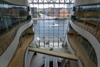 The Danish Royal Library, new building, the so-called Black Diamond, view from the building onto