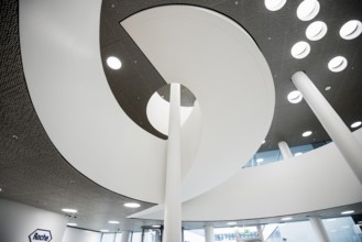 Spiral staircase, Roche Towers, Architects Herzog and de Meuron, Basel, Canton of Basel-Stadt,