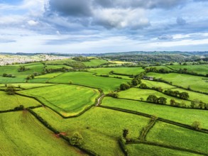 Fields and Farms from a drone, Devon, England, United Kingdom, Europe