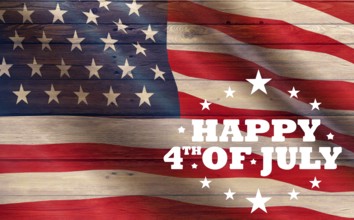 4th of July, USA independence concept. Fourth of July on USA flag on wood