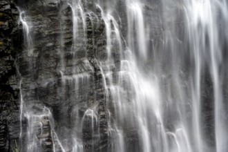 Water flowing down rocks, detail of a waterfall, Lisbon Falls, long exposure, near Graskop,