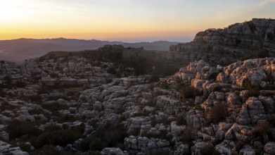 Bizarre limestone rock formations, El Torcal nature reserve, Torcal de Antequera, Malaga province,