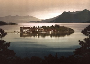 Isola Bella in the moonlight, Lago Maggiore, Italy, Isola Bella by moonlight, Lake Maggiore, Italy,