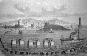 View of Livorno in Italy, in 1880, Historical, digital reproduction of an original from the 19th