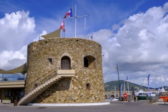 Tower in the harbour of Saint Tropez, Var, French Riviera, Provence-Alpes-Cote d'Azur, Cote d Azur,