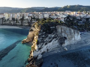 Tropea from a drone, Tyrrhenian Sea, Calabria, Italy, Europe