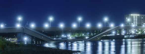 In the early hours of the morning, a section of the Carola Bridge collapsed for unknown reasons.