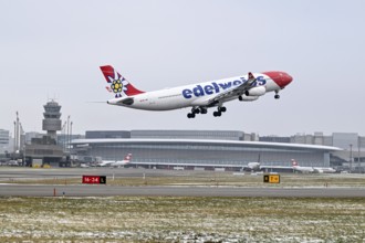 Aircraft Edelweiss Air, Airbus A340-300, HB-JMC, Zurich Kloten, Switzerland, Europe