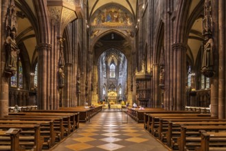 Interior of Freiburg Minster, Freiburg im Breisgau, Black Forest, Baden-Württemberg, Germany,