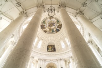Columns in the interior of St. Blasius Cathedral in St. Blasien, Black Forest, Baden-Württemberg,