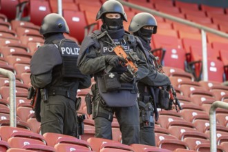 Baden-Württemberg police anti-terror exercise in the stadium. In the run-up to the European