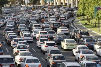 Traffic jam on a motorway in Tehran, 22.05.2016