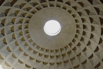 View of the dome of the Pantheon, an ancient building converted into a church, Santa Maria ad