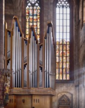 Interior view of the main organ, St Sebald, St. Sebaldus Church, Nuremberg, Franconia, Bavaria,
