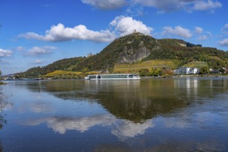 Drachenfels, a mountain in the Siebengebirge on the Rhine between Bad Honnef and Königswinter, with