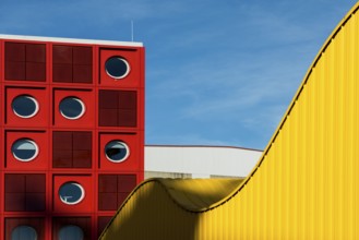 Modern architecture, University of Luxembourg, on the site of a former steelworks, Belval,