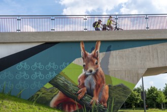 New cycle and footpath bridge, section of the RS1, Radschnellweg Ruhr, over Berthold-Beitz