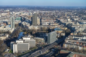 View over the city centre of Düsseldorf, Carlstadt and Friedrichstadt districts, Schwanenspiegel