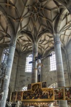 Interior view, Gothic vault, St Michael's Church, Schwäbisch Hall, Old Town, Kocher Valley, Kocher,