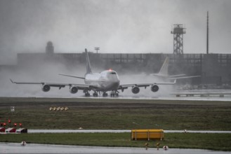 Lufthansa Boeing 747 Runway West, Frankfurt am Main Airport, FRA, Hesse, Germany, Europe