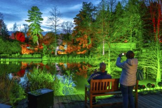 Parkleuchten, event in winter, in the Grugapark in Essen, many different light installations,