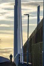 Cycle and footpath of the A40 Neuenkamp bridge, piers and stay cables of the new motorway bridge
