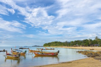 Longtail boats, fishing boats at Klong Khong beach, fishermen, sea, ocean, coast, seascape, coastal