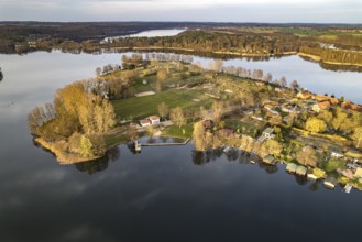 The Amtswerder peninsula seen from the air, Feldberger Seenlandschaft, Mecklenburg-Vorpommern,