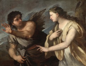 Picus and Circe, painting by Luca Giordano (Italian, 1634-1705), historically, digitally restored