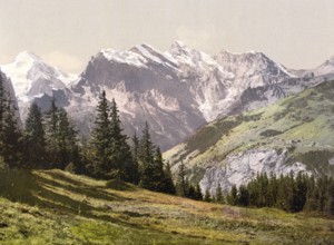 Wengrenalp, Bernese Oberland, Switzerland, Historic, digitally restored reproduction from a 19th